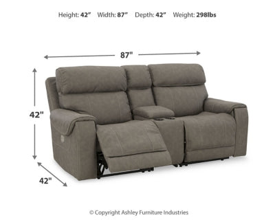 Loveseat seccional reclinable eléctrico de 3 piezas Starbot con consola