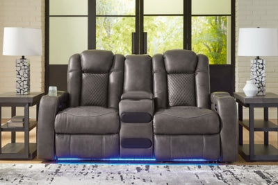 Loveseat reclinable eléctrico Fyne-Dyme con consola