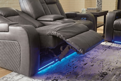 Loveseat reclinable eléctrico Fyne-Dyme con consola