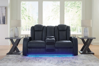 Loveseat reclinable eléctrico Fyne-Dyme con consola