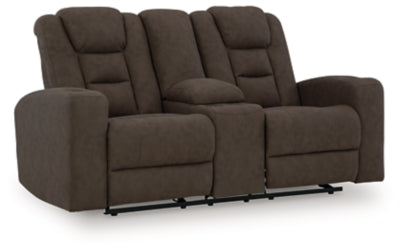 Mayhem Madness Glider Reclining Loveseat with Console