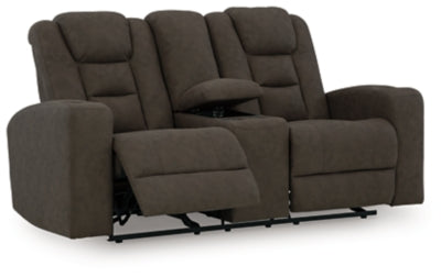 Mayhem Madness Glider Reclining Loveseat with Console