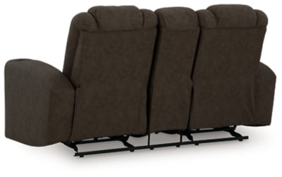 Mayhem Madness Glider Reclining Loveseat with Console