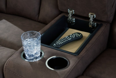 Mayhem Madness Glider Reclining Loveseat with Console