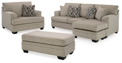 Sofá chaise longue Stonemeade, sillón extragrande y otomana