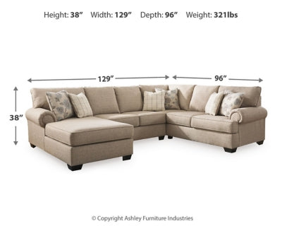 Seccional Baceno de 3 piezas con chaise longue