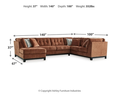 Seccional de 3 piezas con chaise longue Laylabrook