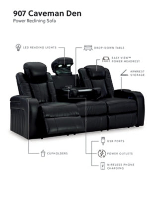 Sofá reclinable eléctrico, loveseat y sillón reclinable Caveman Den