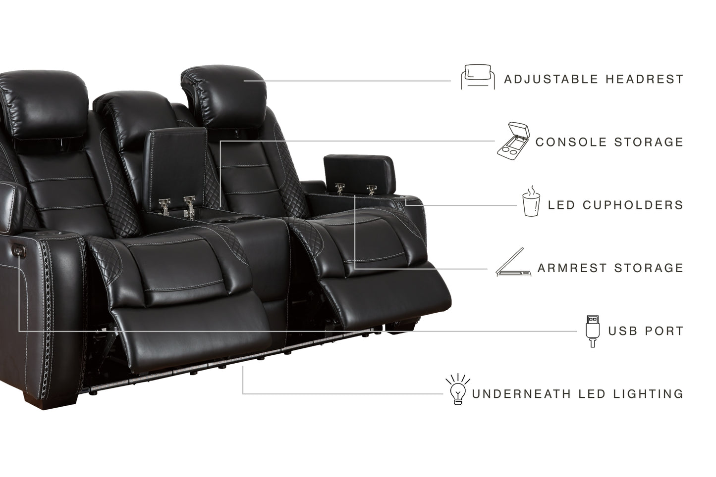 Party Time Power Reclining Loveseat with Console