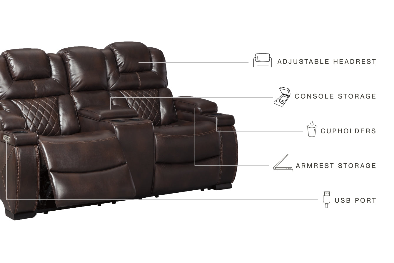 Warnerton Power Reclining Loveseat with Console