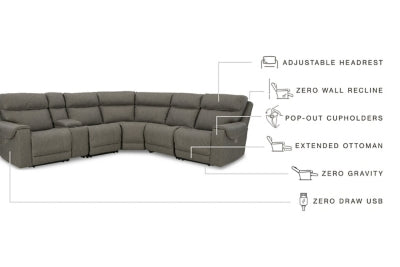 Seccional reclinable eléctrico Starbot de 7 piezas