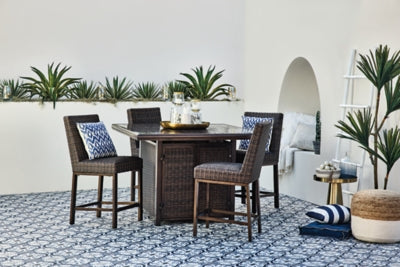 Paradise Trail Outdoor Counter Height Dining Table with 4 Barstools