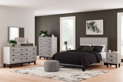 Cama Queen Vessalli con paneles, tocador, espejo y mesita de noche