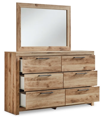 Cama Hyanna con paneles completos, tocador, espejo y mesita de noche