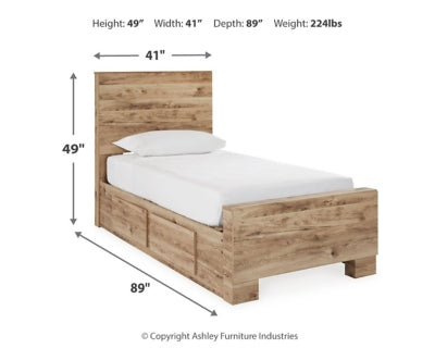 Cama Hyanna Twin con paneles y almacenamiento en dos lados