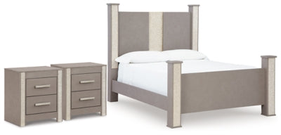 Surancha Queen Poster Bed and 2 Nightstands