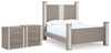 Surancha Queen Poster Bed and 2 Nightstands