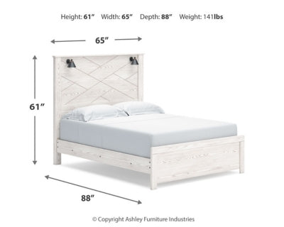 Cama Queen con paneles, tocador y espejo Gerridan