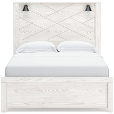Cama Queen con paneles, cómoda, arcón y mesita de noche Gerridan