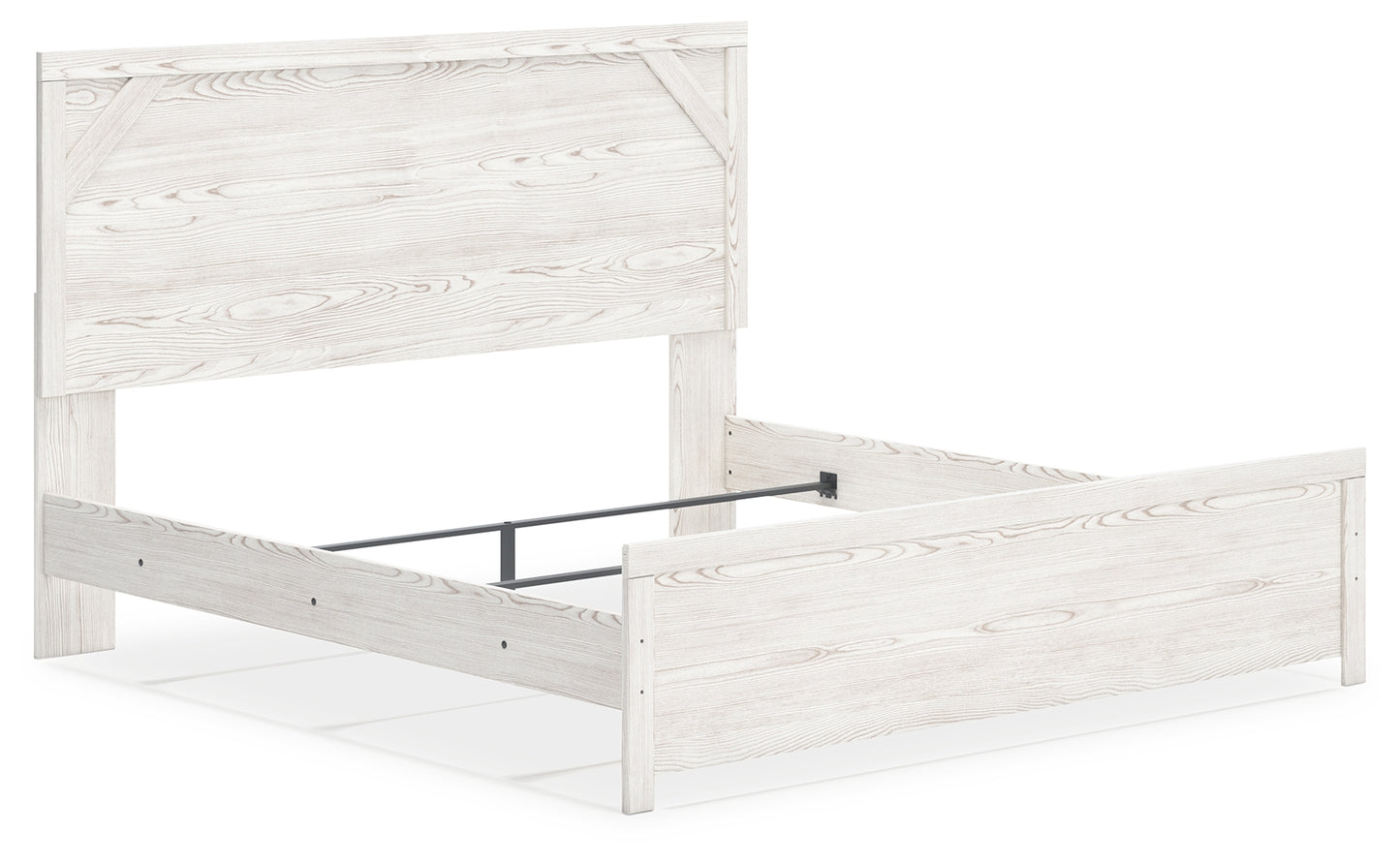 Cama King con paneles, cómoda y mesita de noche Gerridan