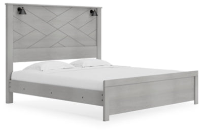 Cama King con paneles, tocador y espejo Cottonburg