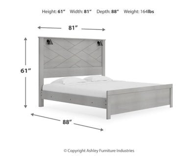 Cama King con paneles, tocador y espejo Cottonburg