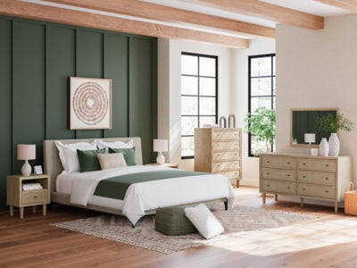 Cielden King Upholstered Bed with Roll Slats