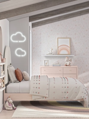 Cama individual con paneles tapizados Wistenpine