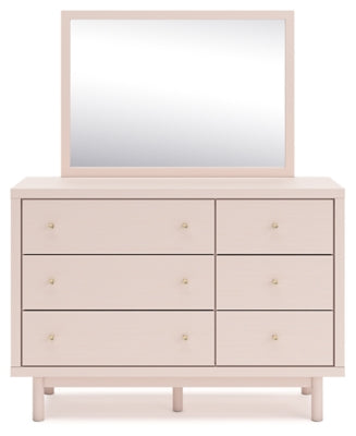 Wistenpine Full Upholstered Panel Headboard, Dresser and Mirror