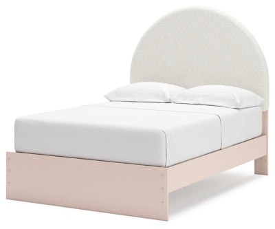 Cama con paneles tapizados, tocador y espejo Wistenpine