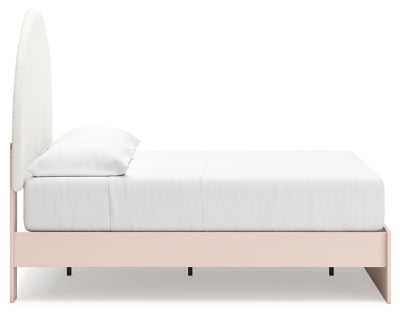 Cama con paneles tapizados, tocador y espejo Wistenpine