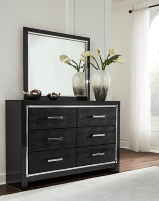 Kaydell Queen Upholstered Panel Bed, Dresser, Mirror, and Nightstand