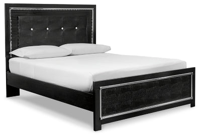 Kaydell Queen Upholstered Panel Bed, Dresser, Mirror, and Nightstand