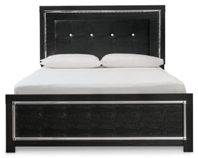 Cama tapizada tamaño queen Kaydell, tocador, espejo y mesita de noche