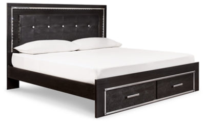 Cama Kaydell King con paneles y almacenamiento