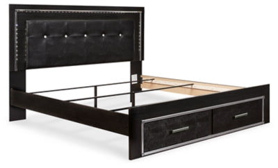 Cama Kaydell King con paneles y almacenamiento