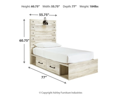 Cambeck Twin Panel Bed with 2 Storage Drawers