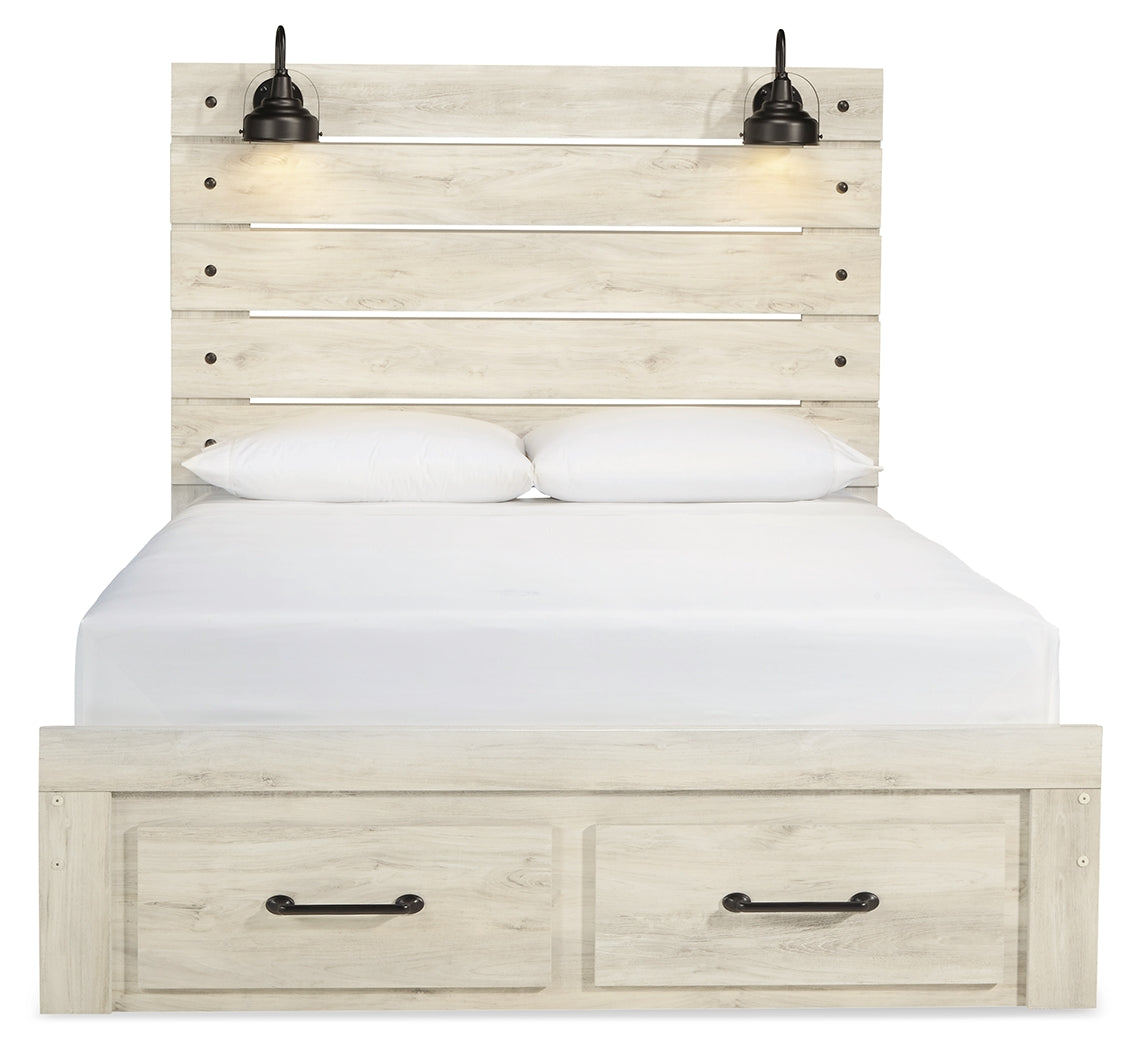 Cama Queen Cambeck con almacenamiento, cómoda y dos mesitas de noche