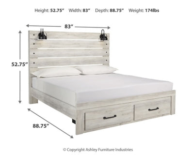 Cambeck King Panel Bed with 2 Storage Drawers