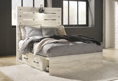Cambeck Full Panel Bed with Storage, Dresser, Mirror and Nightstand