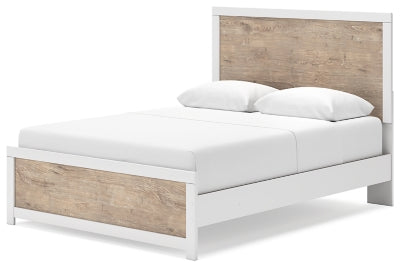 Cama Queen Charbitt con paneles, tocador, espejo y mesita de noche