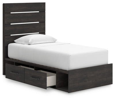 Cama doble con paneles y almacenamiento Hollivern