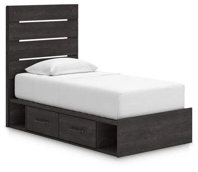 Cama doble con paneles y almacenamiento Hollivern
