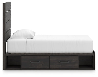 Cama doble con paneles y almacenamiento Hollivern