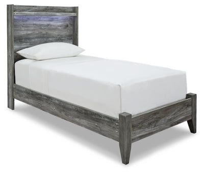 Cama individual con paneles, cómoda y mesita de noche Baystorm
