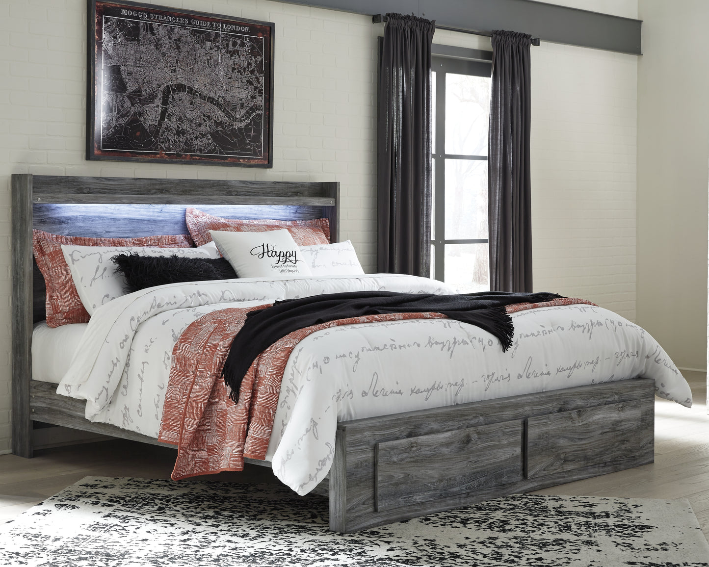 Baystorm King Panel Bed with 2 Storage Drawers