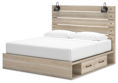 Cama Senbry King con paneles y almacenamiento