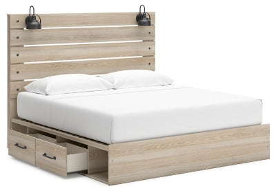 Cama Senbry King con paneles y almacenamiento