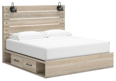 Cama Senbry King con paneles y almacenamiento