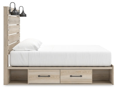 Cama Senbry King con paneles y almacenamiento